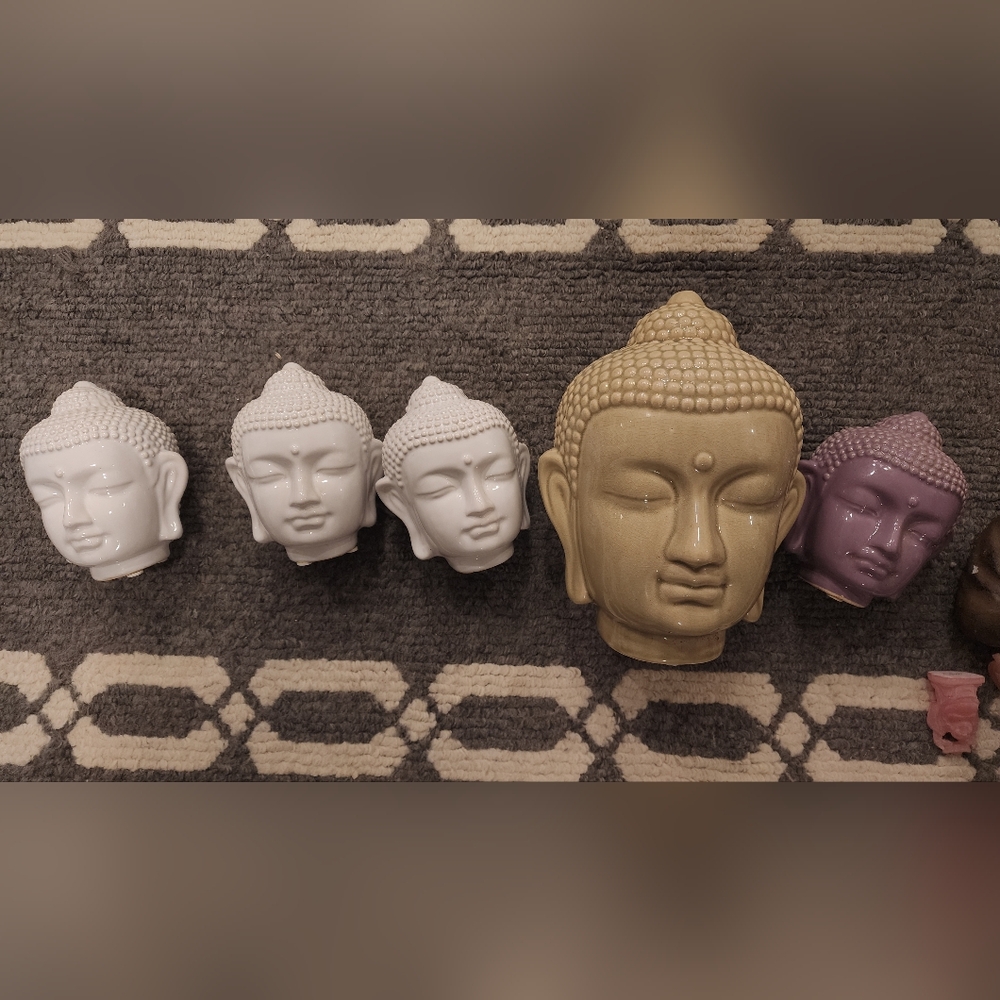 Decorative Buddha Head Set - White, Purple,green